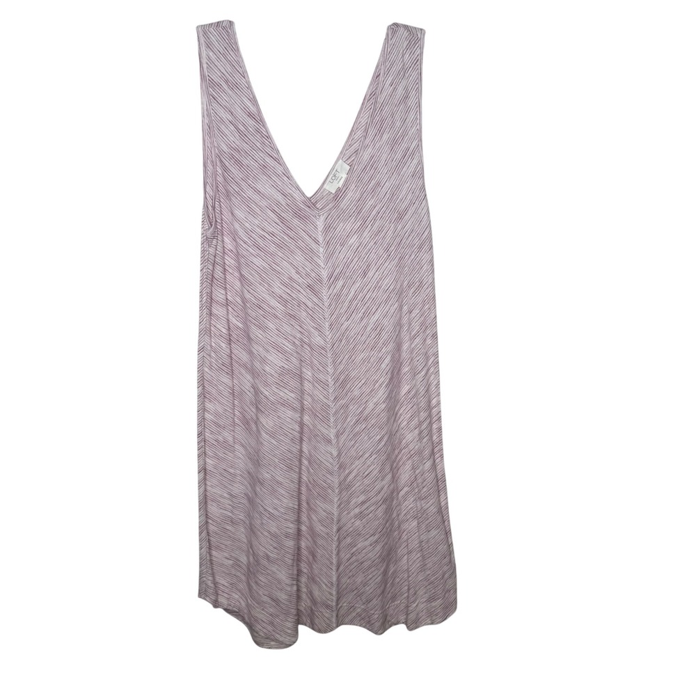 LOFT Outlet Lounge Striped V Neck Sleeveless Mini Dress Size L‎ Pink White